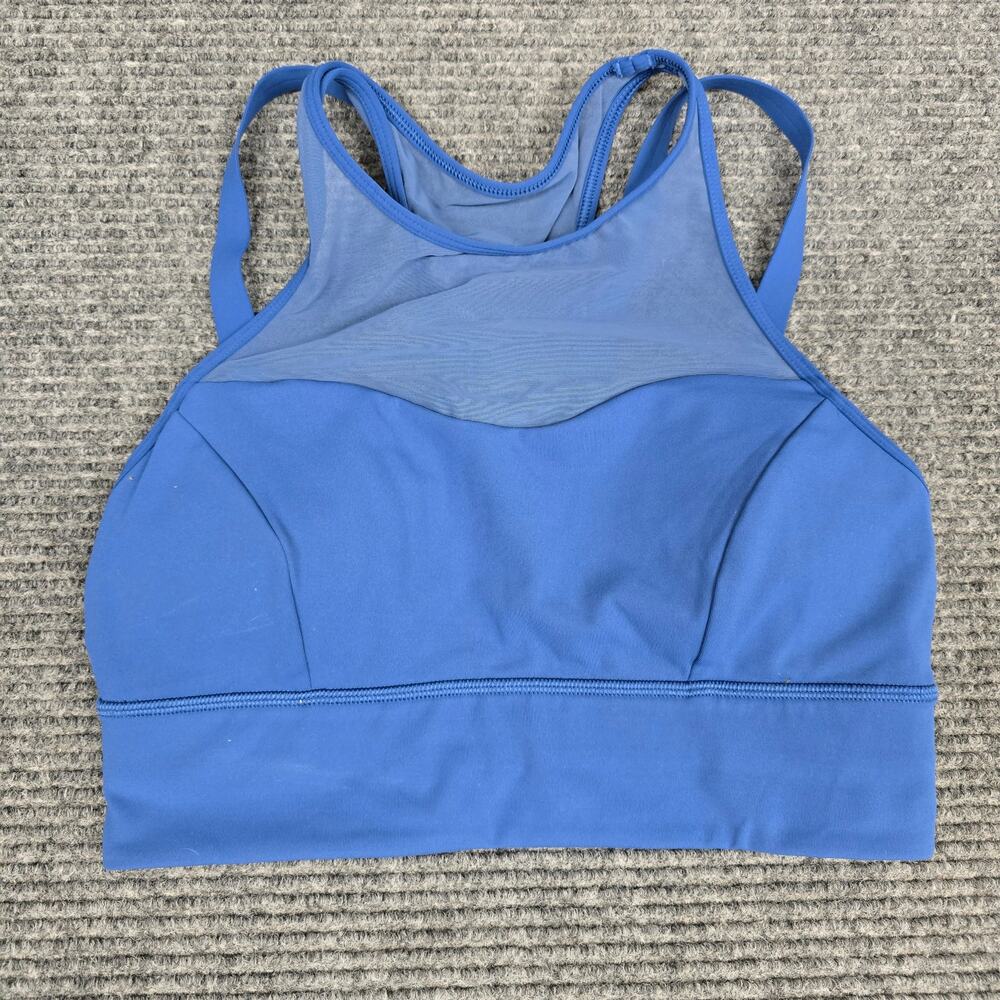 Lululemon Sun Setter Bra Womens 6 Blue Mesh High Neck Strappy